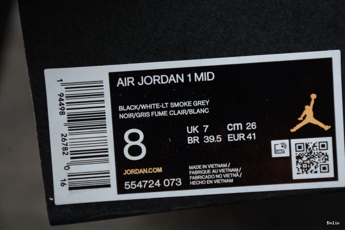 Bmlin Jordan Mid 554724-073 AIR Shadow 1 White 0724